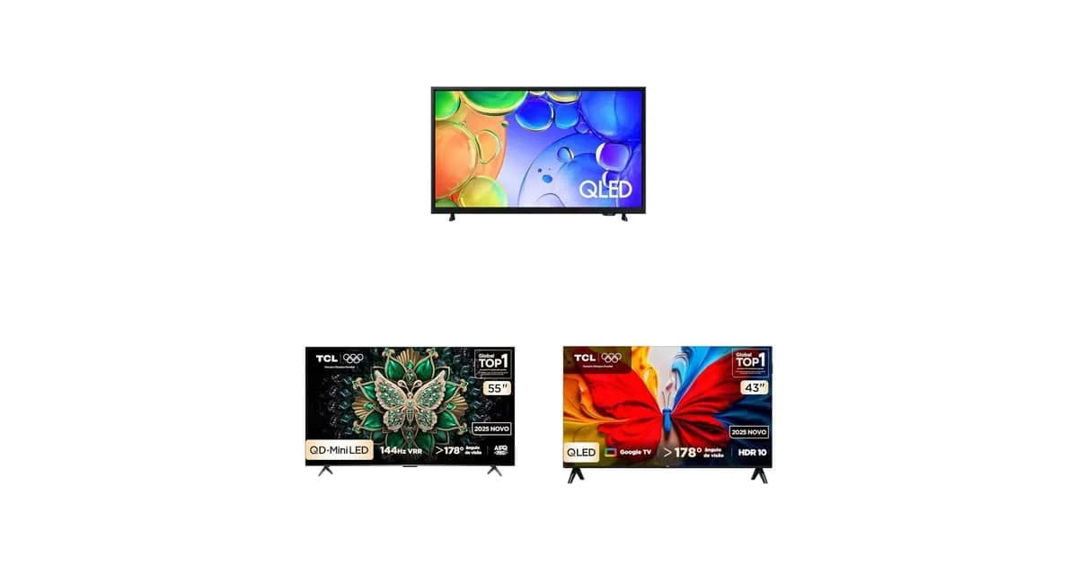 TVs QLED 2025: comparativo Samsung Q5F, TCL C6K e S5K